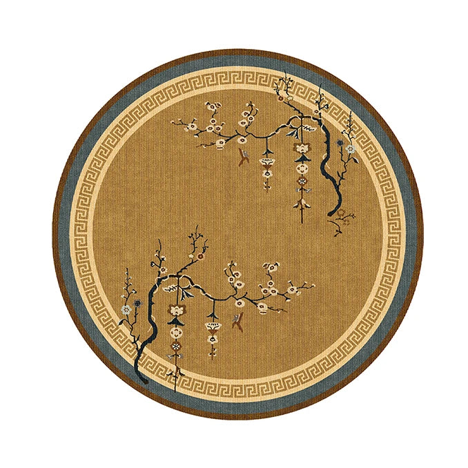 New Chinese Style Round Carpet Thickened Study Anti-slip Mat Light Luxury Carpets for Living Room Home Bedroom Decor Retro Rug